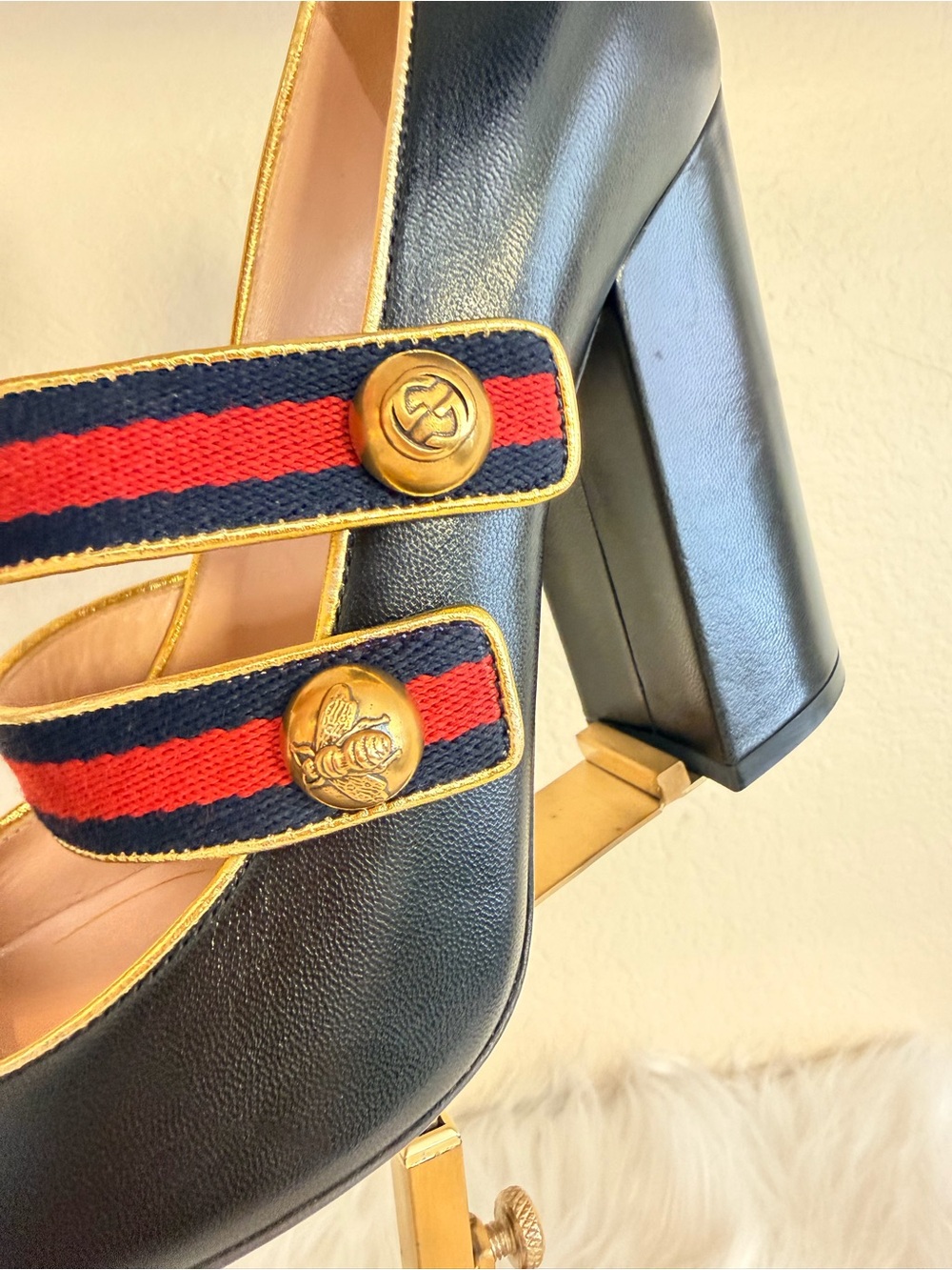 Gucci Mary Jane Pumps with Red-Blue Web Straps - Picture 5 of 8